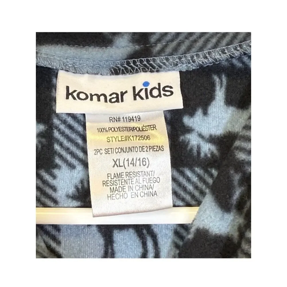 Komar Kids, Black and Blue Animal Print Button Up Pajama Top. Size XL(14-16)